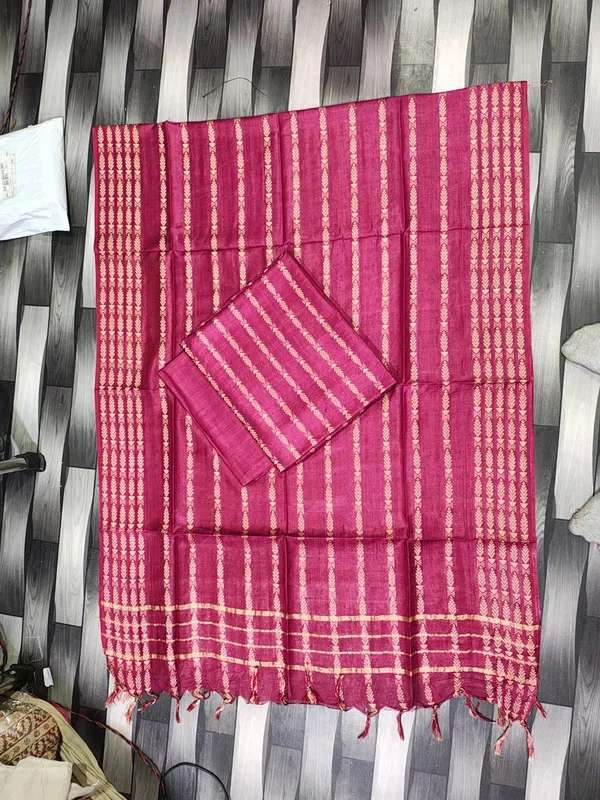 Hand_Weaving_Design_Suit_Piece_Set_Semi_Tussar_Silk_Material_(Dry_Clean_Only)