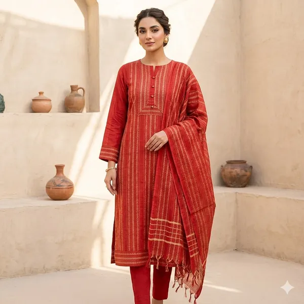 Hand_Weaving_Design_Suit_Piece_Set_Semi_Tussar_Silk_Material_(Dry_Clean_Only)
