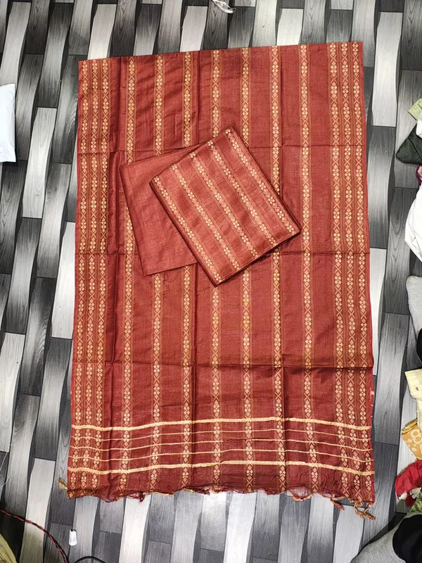 Hand_Weaving_Design_Suit_Piece_Set_Semi_Tussar_Silk_Material_(Dry_Clean_Only)