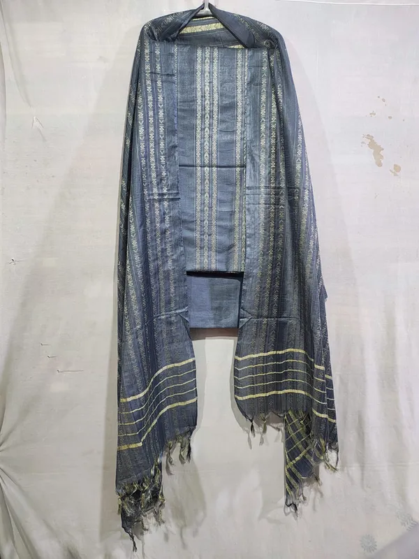 Hand_Weaving_Design_Suit_Piece_Set_Semi_Tussar_Silk_Material_(Dry_Clean_Only)