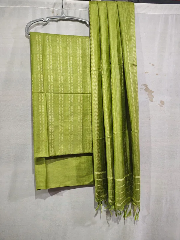 Hand_Weaving_Design_Suit_Piece_Set_Semi_Tussar_Silk_Material_(Dry_Clean_Only)
