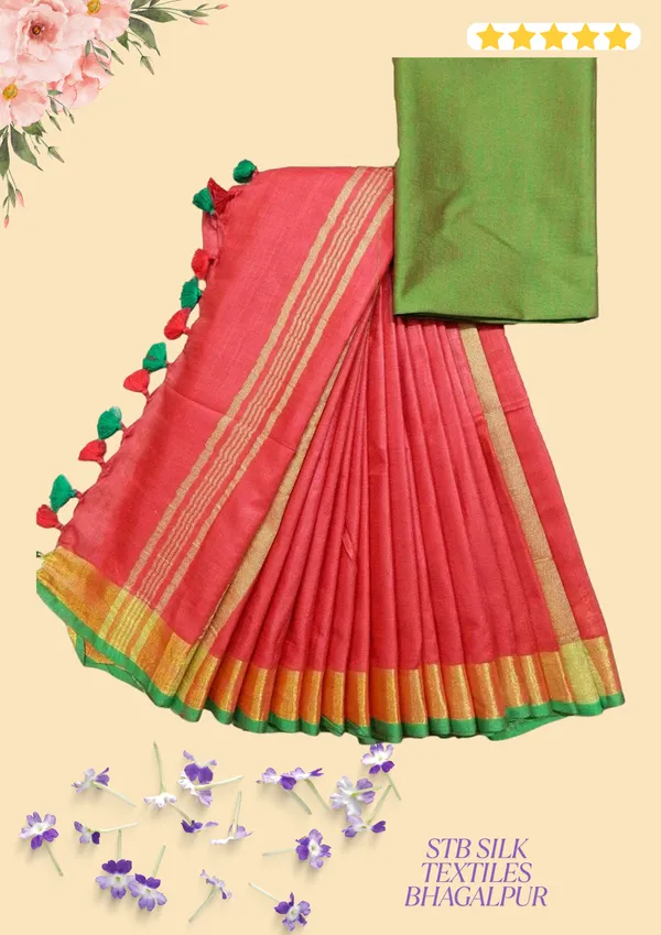 Women's_Linen_Slub_Saree_With_Contrast_Blouse_Piece