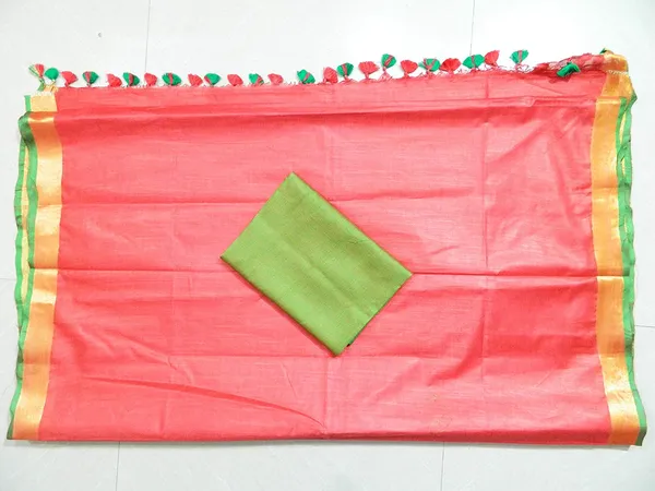 Women's_Linen_Slub_Saree_With_Contrast_Blouse_Piece