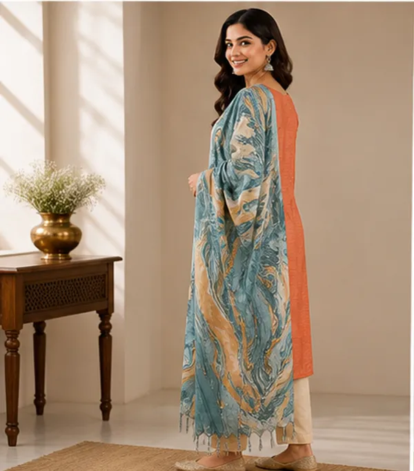Orange_Cotton_Silk_Unstitched_Salwar_Suit_Dress_Material_With_Marble_Print_Dupatta._For_Women