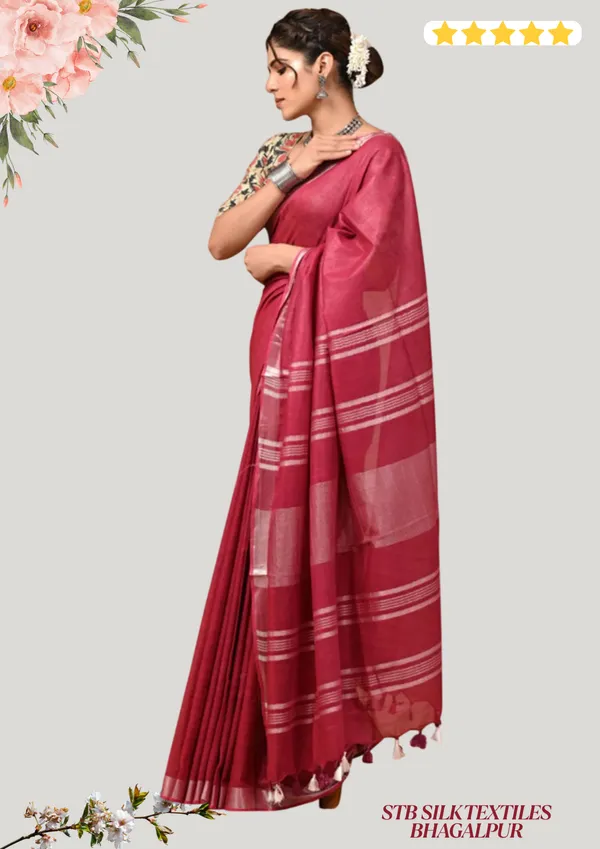 Women's_Linen_Slub_Saree_With_Running_Blouse_Piece