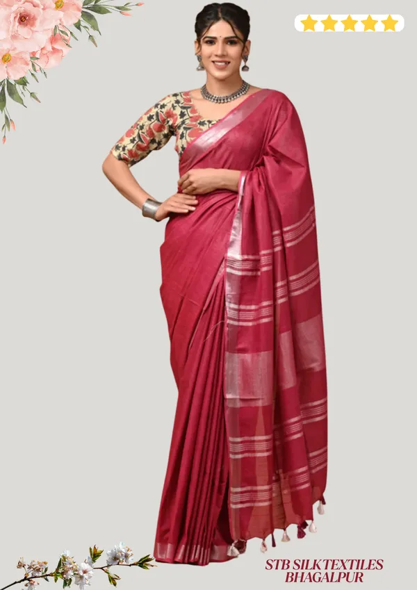 Women's_Linen_Slub_Saree_With_Running_Blouse_Piece