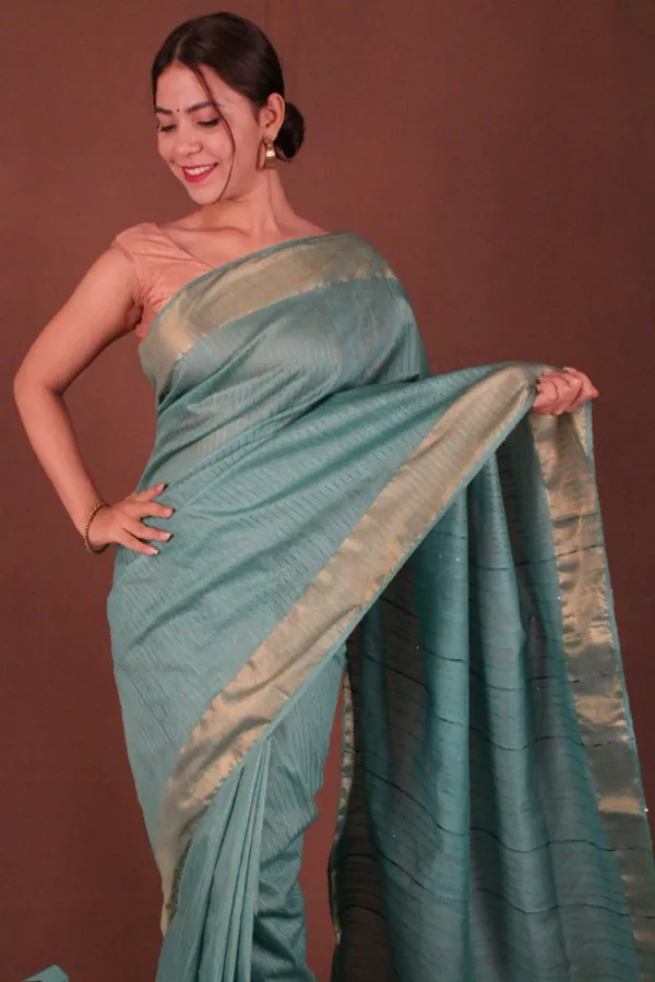 Green_Bhagalpuri_Semi_Silk_Saree_With_Unstitched_Blouse_Piece_For_Women