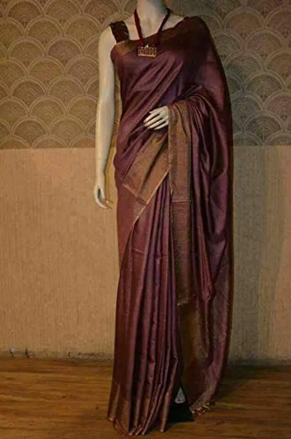 Brown_Bhagalpuri_Semi_Silk_Saree_With_Unstiched_Blouse_Piece_For_Women