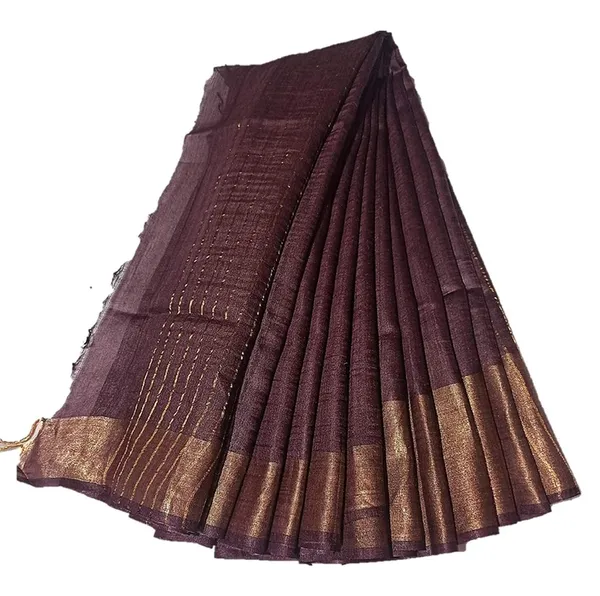 Brown_Bhagalpuri_Semi_Silk_Saree_With_Unstiched_Blouse_Piece_For_Women