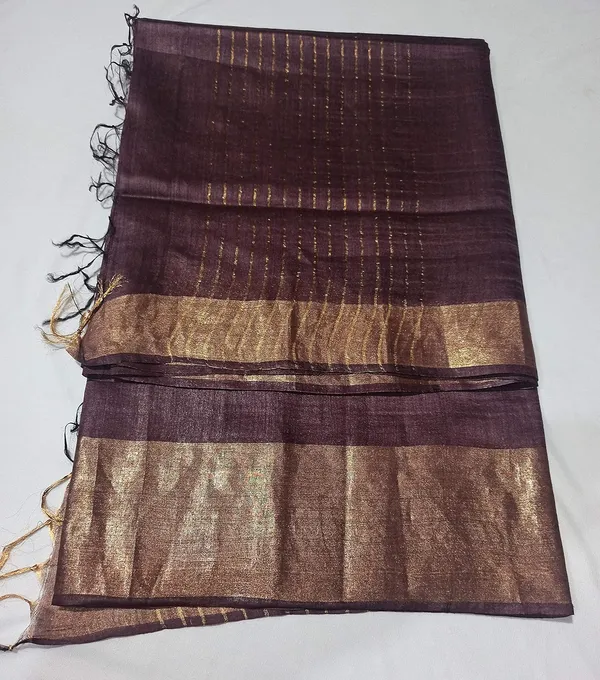 Brown_Bhagalpuri_Semi_Silk_Saree_With_Unstiched_Blouse_Piece_For_Women