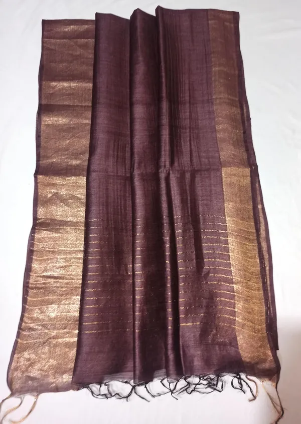 Brown_Bhagalpuri_Semi_Silk_Saree_With_Unstiched_Blouse_Piece_For_Women