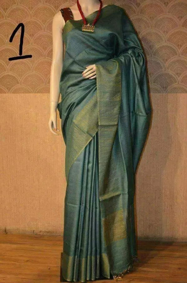 Green_Bhagalpuri_Semi_Silk_Saree_With_Unstiched_Blouse_Piece_For_Women