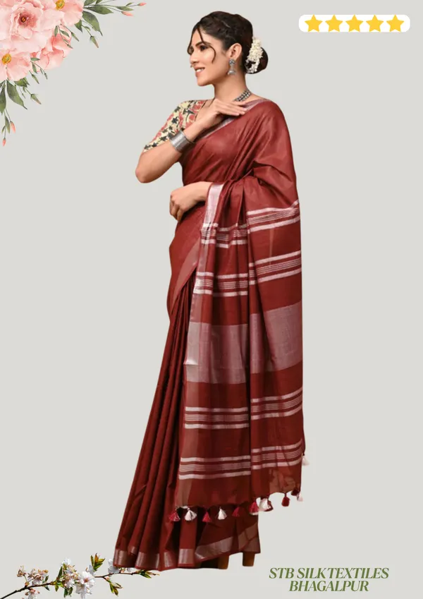 Women's_Linen_Slub_Saree_With_Running_Blouse_Piece