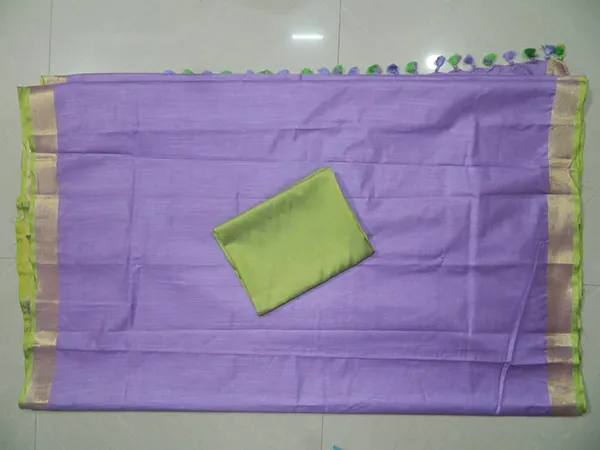 Women's_Linen_Slub_Saree_With_Contrast_Blouse_Piece