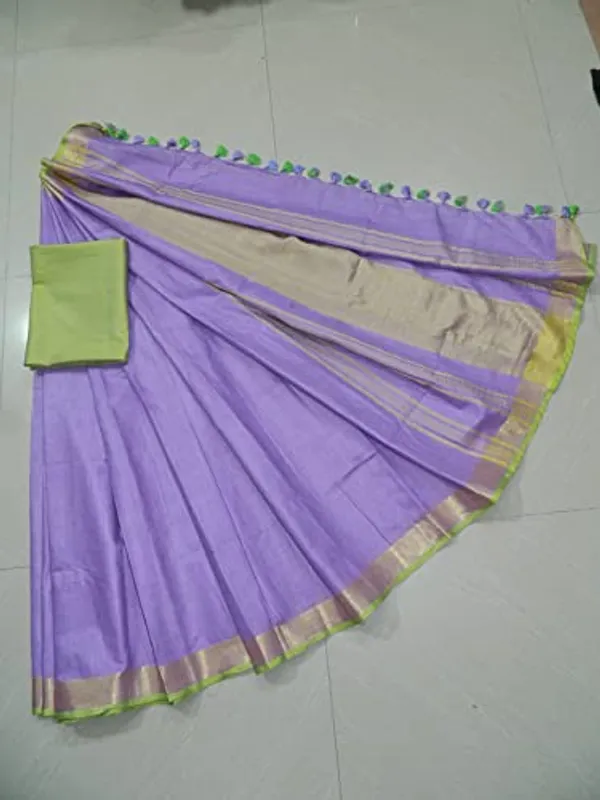 Women's_Linen_Slub_Saree_With_Contrast_Blouse_Piece