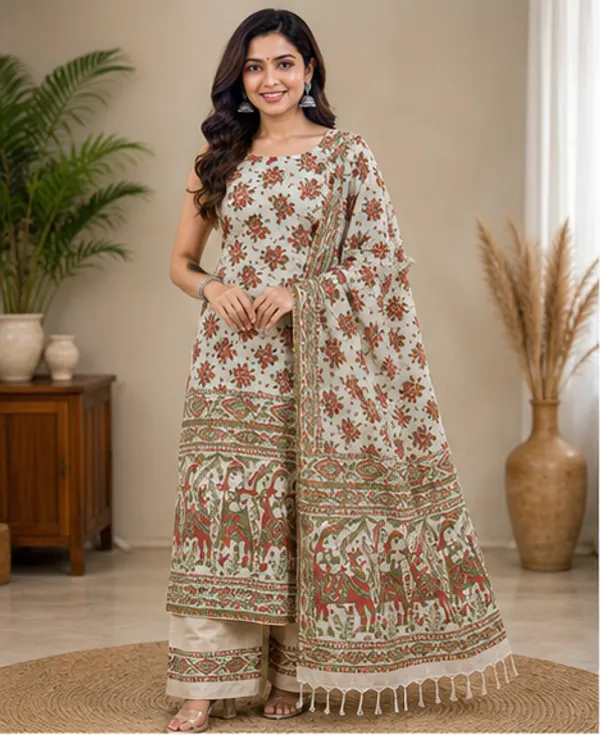 Madhubani_Print_Premium_Quality_Cotton_Silk_Suit_Piece_Set_Khadi_Silk_Material_(Dry_Clean_Only)
