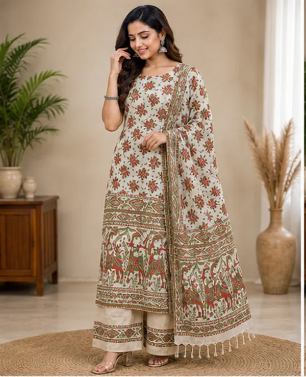 Madhubani_Print_Premium_Quality_Cotton_Silk_Suit_Piece_Set_Khadi_Silk_Material_(Dry_Clean_Only)