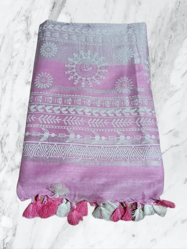 Pink_Bhagalpuri_Khari/Block_Print_Linen_Slub_Saree_With_Runnig_Blouse_Piece_For_Women
