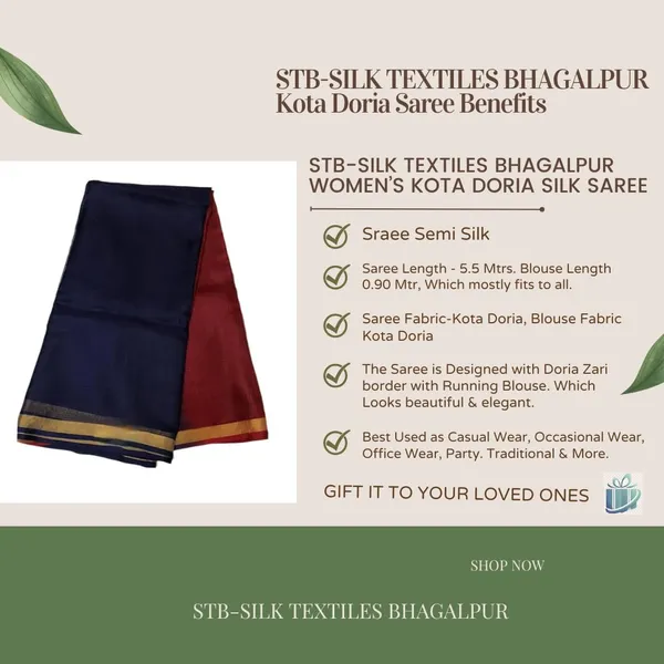 Brown_&_Blue_Bhagalpuri_Pure_Kota_Doria_Silk_Saree_With_Small_Zari_Boder_And_Running_Blouse_Piece_For_Women