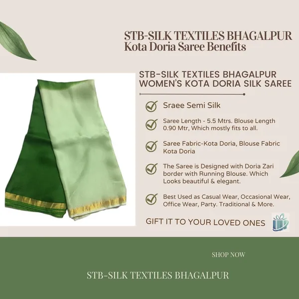 Green_Mint_Bhagalpuri_Pure_Kota_Doria_Silk_Saree_With_Small_Zari_Boder_And_Running_Blouse_Piece_For_Women