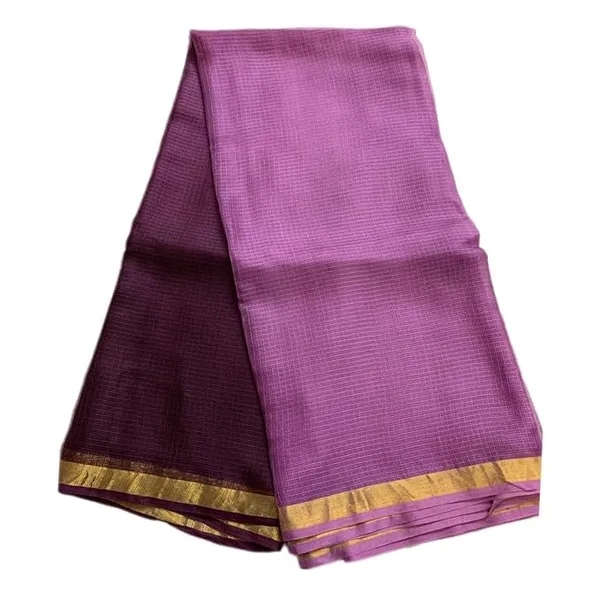 Magenta_Purple_Bhagalpuri_Pure_Kota_Doria_Silk_Saree_With_Small_Zari_Boder_And_Running_Blouse_Piece_For_Women