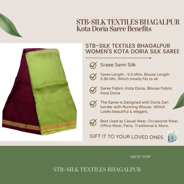 Maroon_&_Green_Bhagalpuri_Pure_Kota_Doria_Silk_Saree_With_Small_Zari_Boder_And_Running_Blouse_Piece_For_Women
