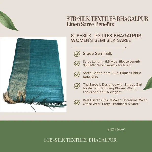 Green_Bhagalpuri_Semi_Silk_Saree_With_Unstitched_Blouse_Piece_For_Women