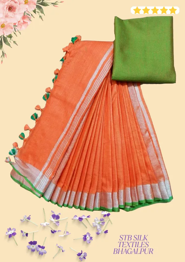 Women's_Linen_Slub_Saree_With_Contrast_Blouse_Piece