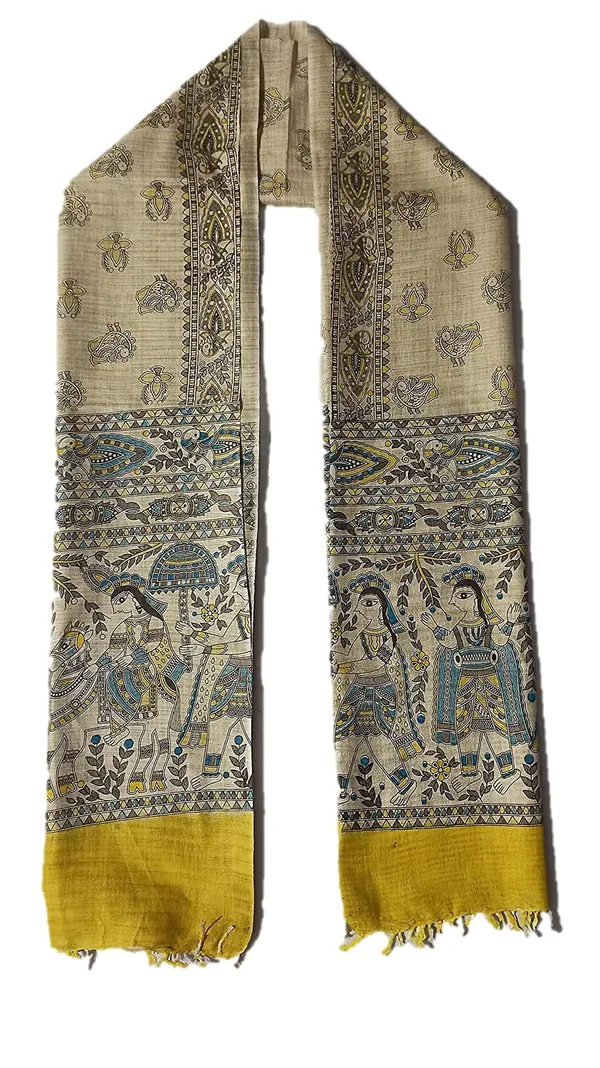 Yellow_Cotton_Silk_Madhubani_Print_Dupatta_|_Bhagalpuri_Dupatta_For_And_Girls_For_Women