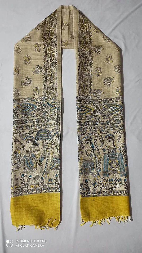 Yellow_Cotton_Silk_Madhubani_Print_Dupatta_|_Bhagalpuri_Dupatta_For_And_Girls_For_Women