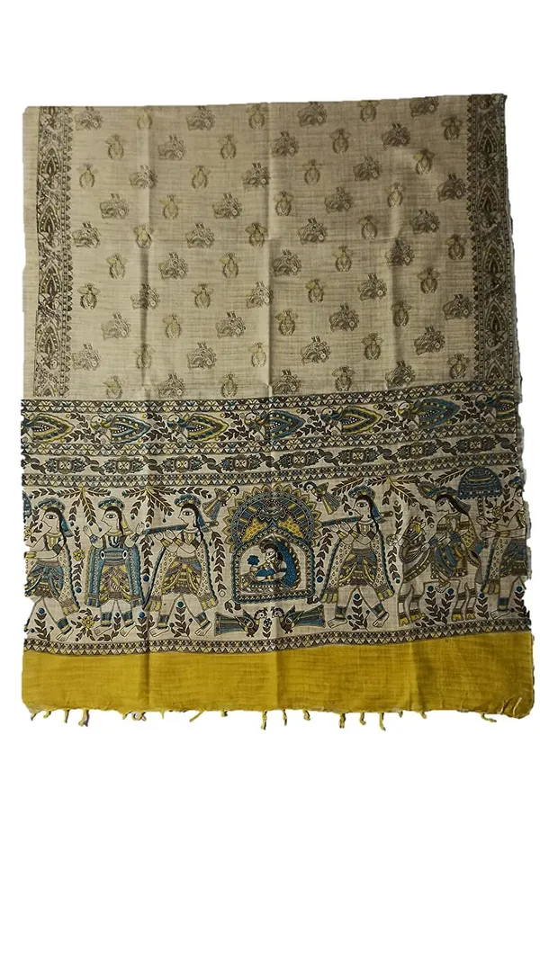 Yellow_Cotton_Silk_Madhubani_Print_Dupatta_|_Bhagalpuri_Dupatta_For_And_Girls_For_Women