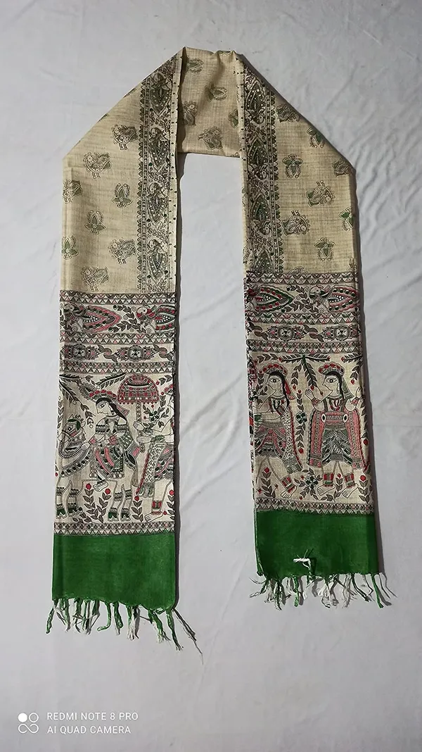 Green_Cotton_Silk_Madhubani_Print_Dupatta_|_Bhagalpuri_Dupatta_For_And_Girls_For_Women