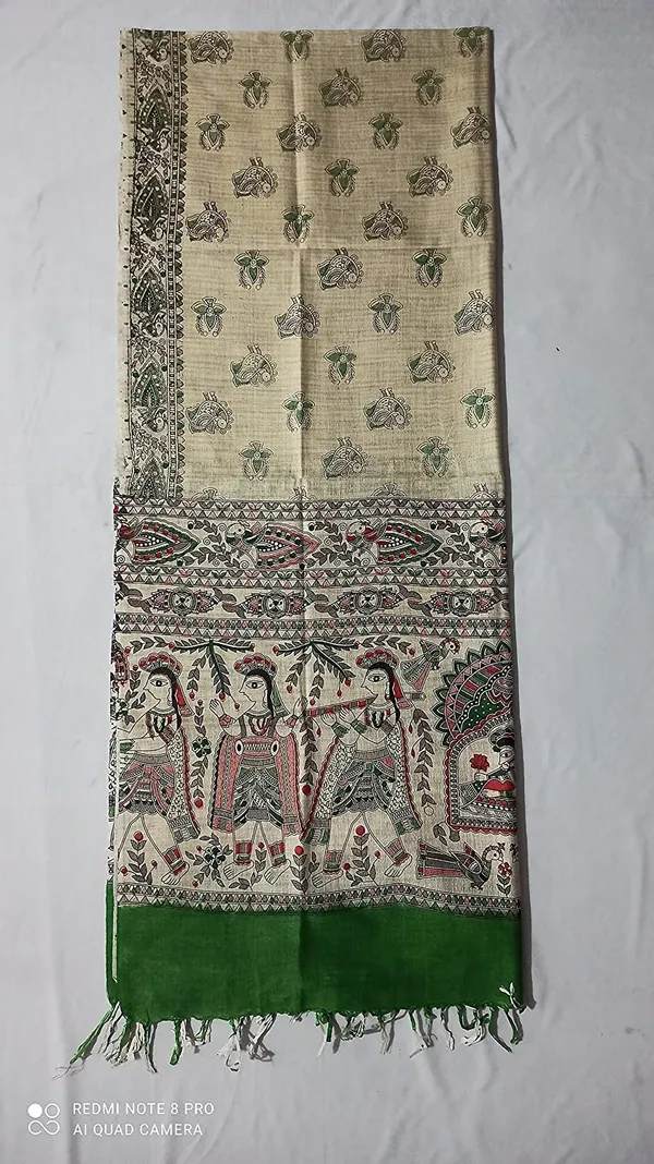 Green_Cotton_Silk_Madhubani_Print_Dupatta_|_Bhagalpuri_Dupatta_For_And_Girls_For_Women