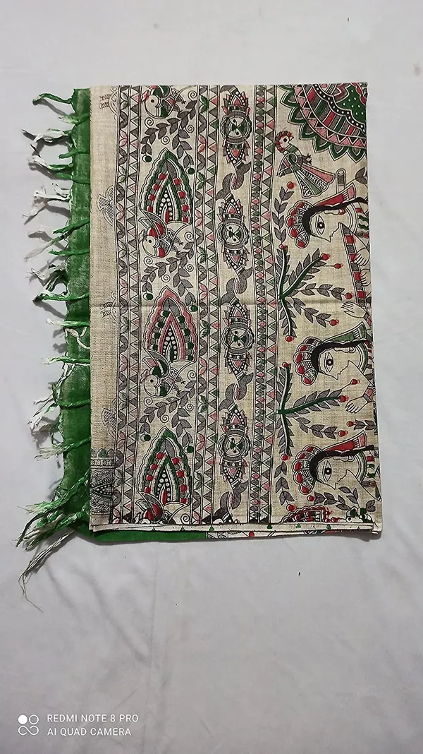 Green_Cotton_Silk_Madhubani_Print_Dupatta_|_Bhagalpuri_Dupatta_For_And_Girls_For_Women