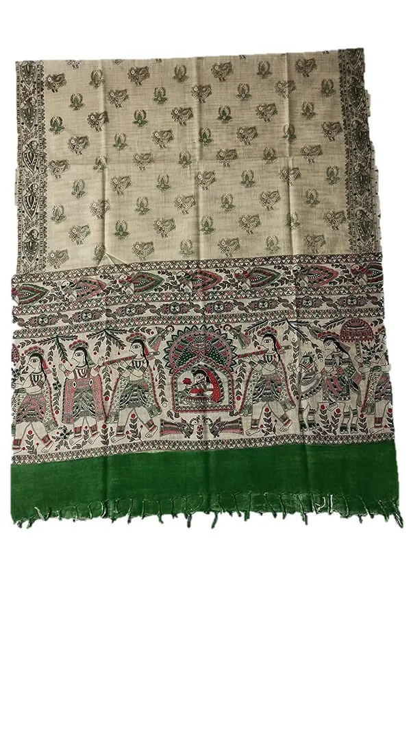 Green_Cotton_Silk_Madhubani_Print_Dupatta_|_Bhagalpuri_Dupatta_For_And_Girls_For_Women