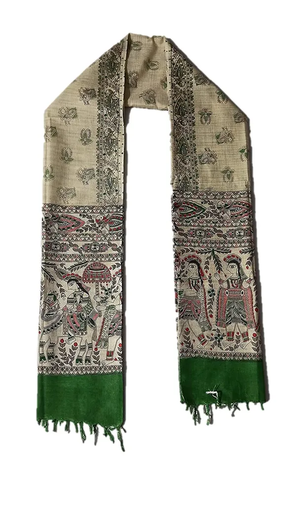 Green_Cotton_Silk_Madhubani_Print_Dupatta_|_Bhagalpuri_Dupatta_For_And_Girls_For_Women