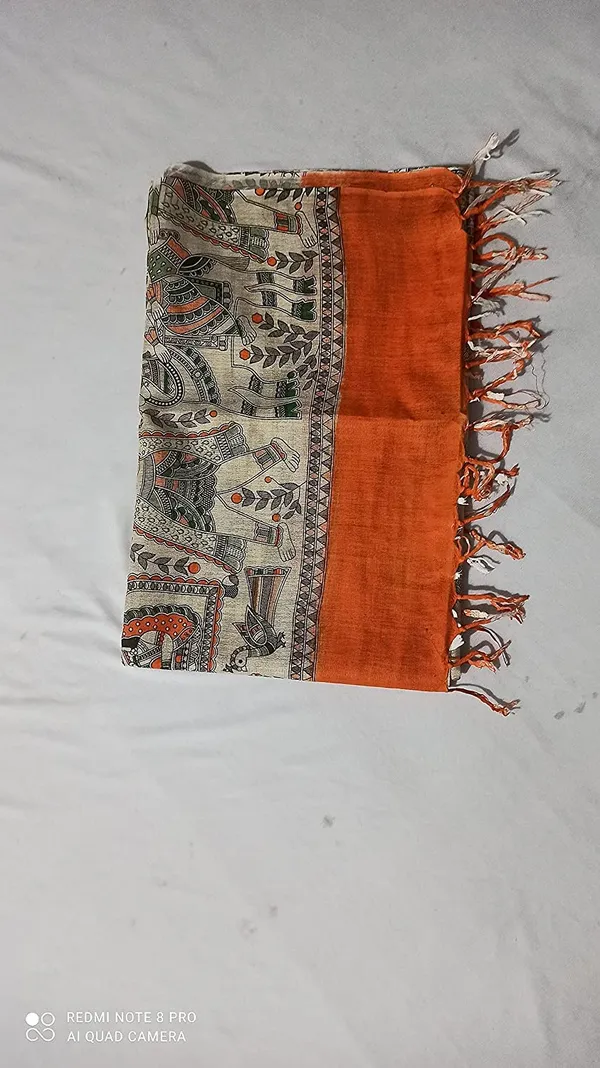 Orange_Cotton_Silk_Madhubani_Print_Dupatta_|_Bhagalpuri_Dupatta_For_And_Girls_For_Women