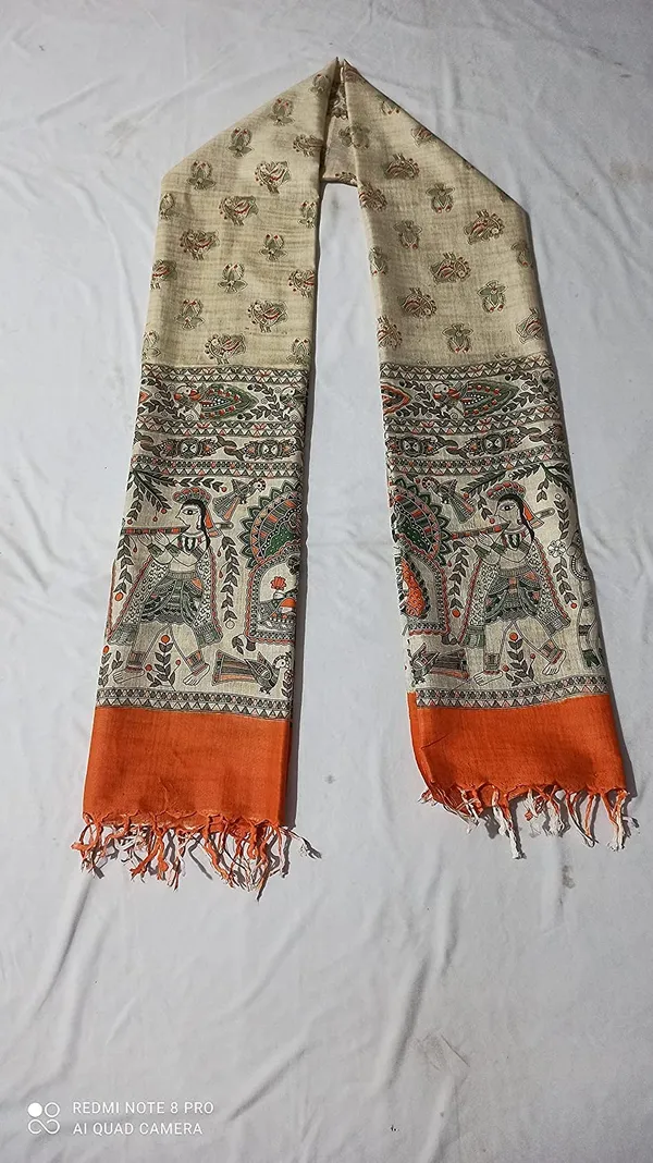 Orange_Cotton_Silk_Madhubani_Print_Dupatta_|_Bhagalpuri_Dupatta_For_And_Girls_For_Women