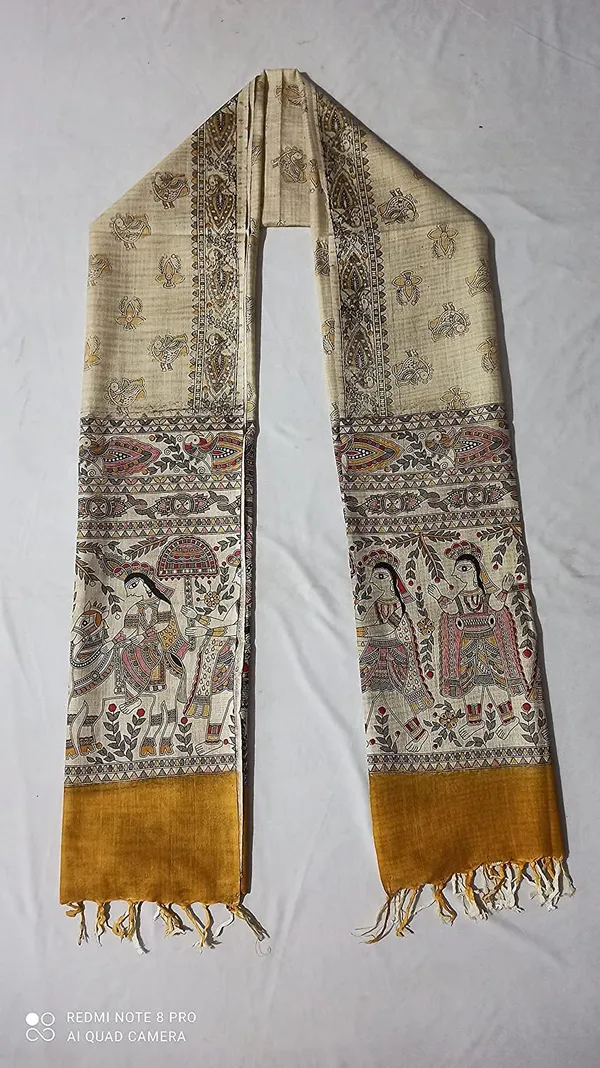 Gold_Cotton_Silk_Madhubani_Print_Dupatta_|_Bhagalpuri_Dupatta_For_And_Girls_For_Women