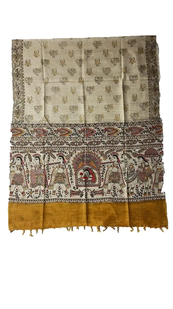 Gold_Cotton_Silk_Madhubani_Print_Dupatta_|_Bhagalpuri_Dupatta_For_And_Girls_For_Women