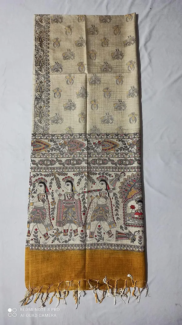 Gold_Cotton_Silk_Madhubani_Print_Dupatta_|_Bhagalpuri_Dupatta_For_And_Girls_For_Women