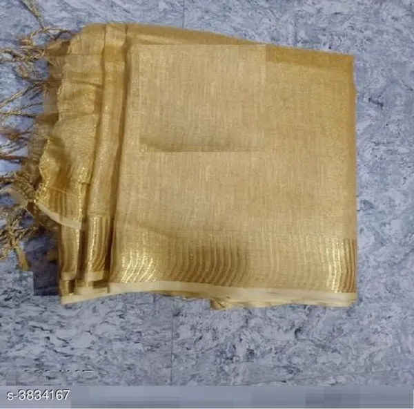 Golden_Tissue_Linen_Saree_Wih_Running_Blouse_Piece_For_Women