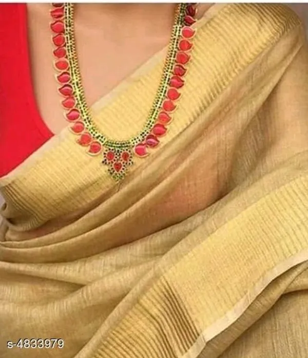 Golden_Tissue_Linen_Saree_Wih_Running_Blouse_Piece_For_Women