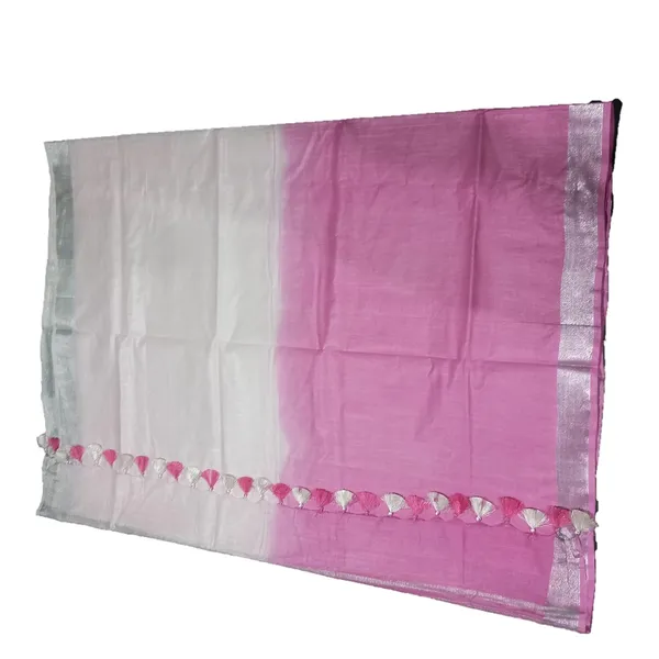 Pink_&_White_Linen_Slub_Saree_With_Runnig_Blouse_Piece_For_Women