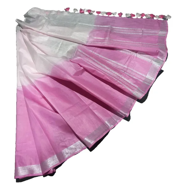 Pink_&_White_Linen_Slub_Saree_With_Runnig_Blouse_Piece_For_Women