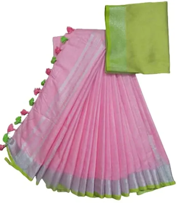 Pink_Bhagalpuri_Linen_Sarees_Pink_With_Blouse_Piece_For_Women