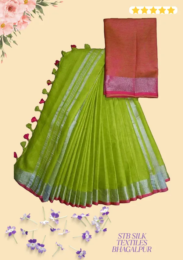 Women's_Linen_Slub_Saree_With_Contrast_Blouse_Piece