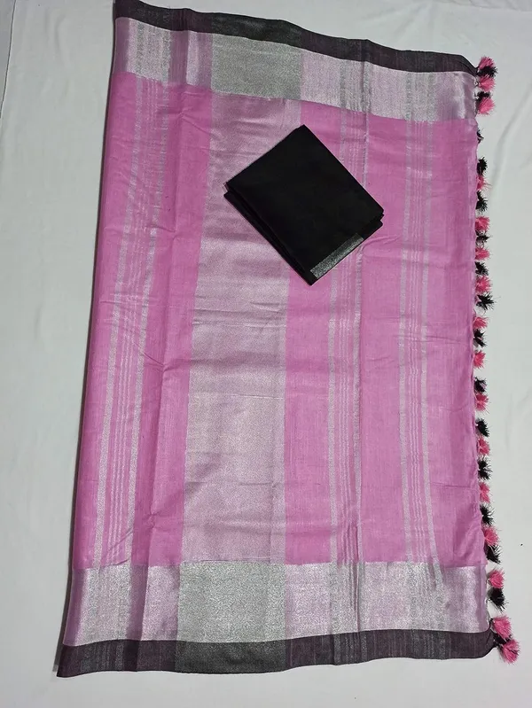 Pink_Bhagalpuri_Linen_Slub_Saree_With_Blouse_Piece_For_Women