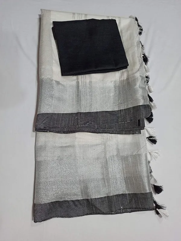 White_Bhagalpuri_Linen_Slub_Saree_With_Blouse_Piece_For_Women