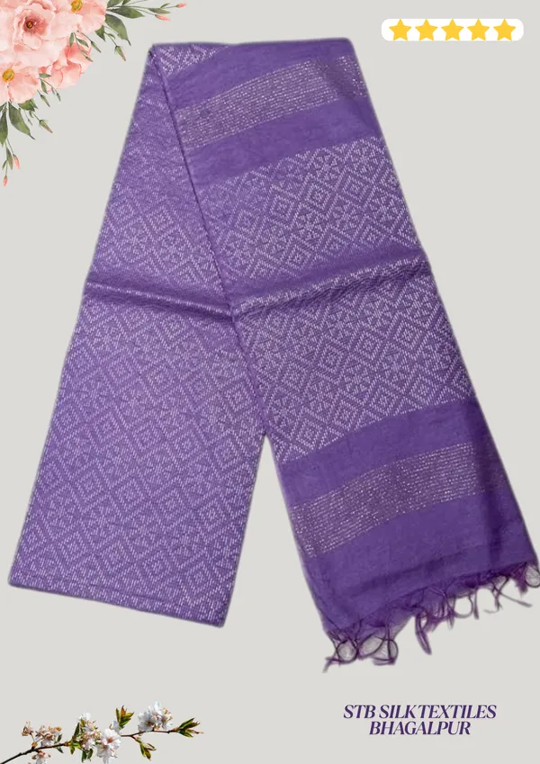 Purple_Handwoven_Threads_Weaving_Semi_Tussar_Soft_Silk_Saree_With_Atteched_Blouse_Piece_For_Women